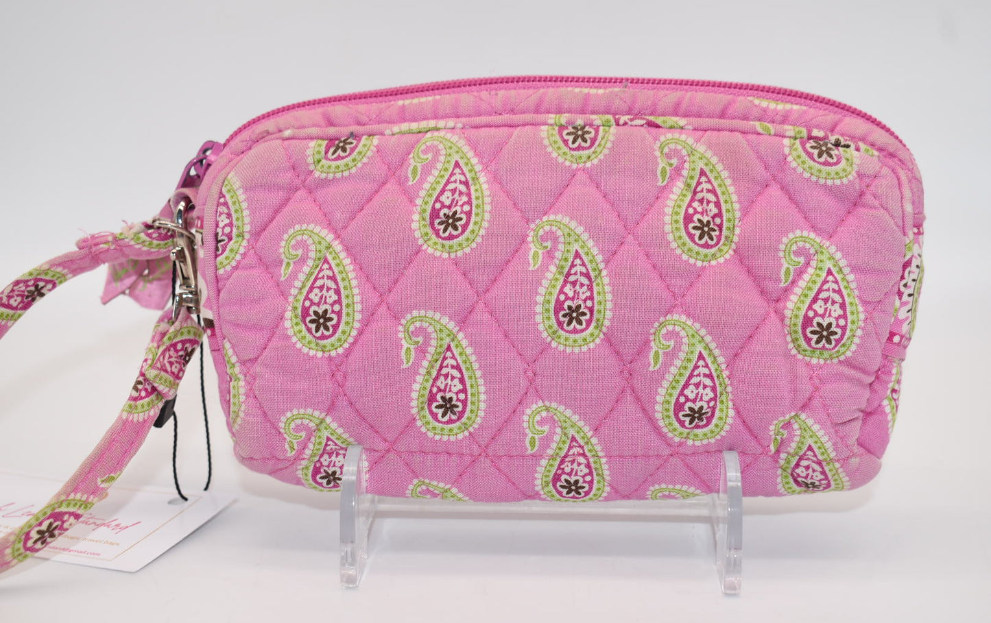 Vera Bradley Zip Top Wristlet Bag in "Bermuda Pink" Pattern