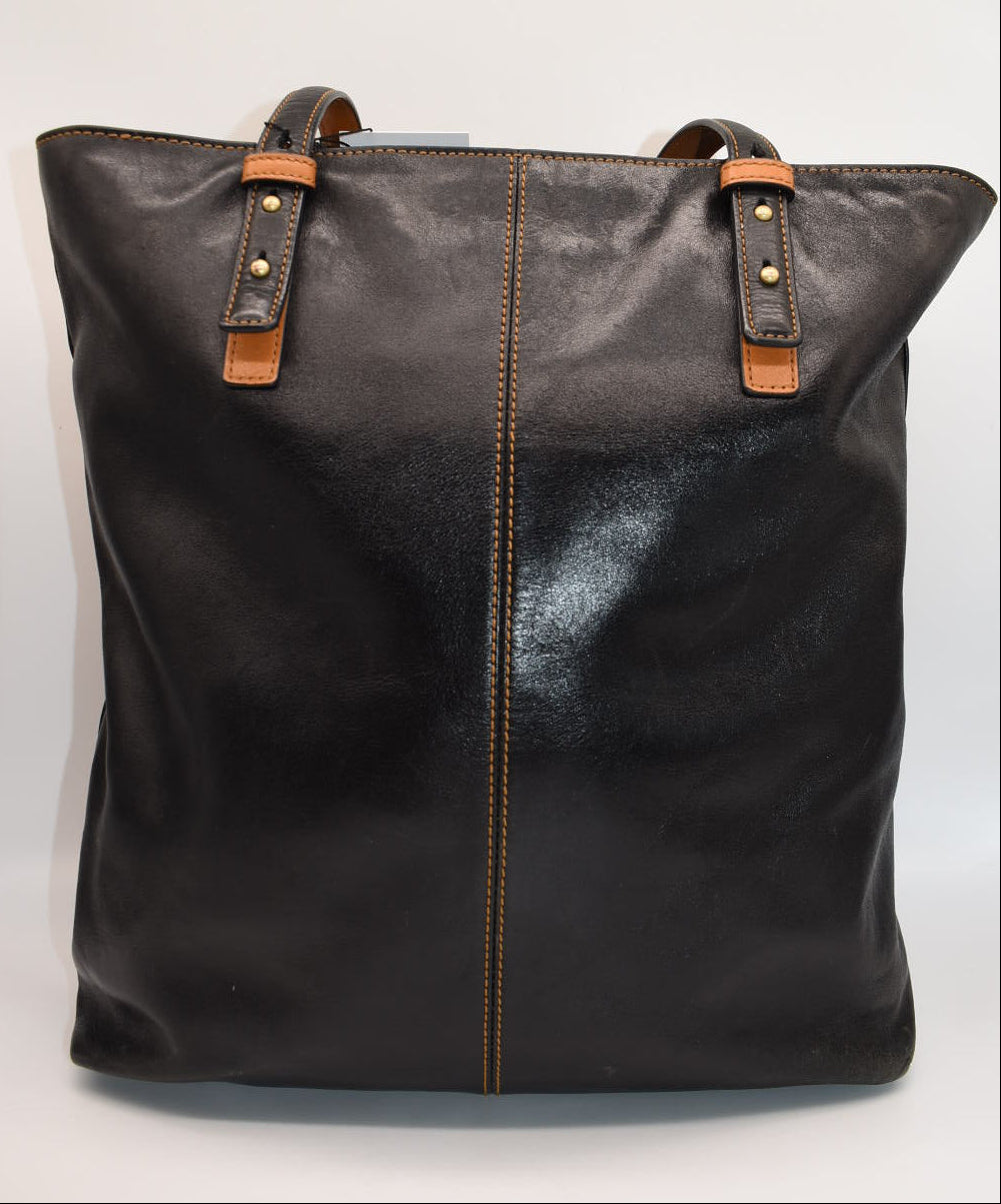 Vera Bradley Gallatin Leather Sagebrush Tote Bag in Black