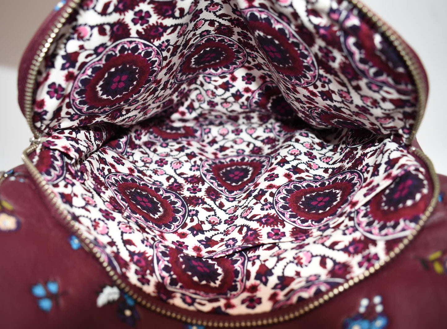 Vera Bradley Leather Carryall Backpack in "Mulled Wine" Pattern