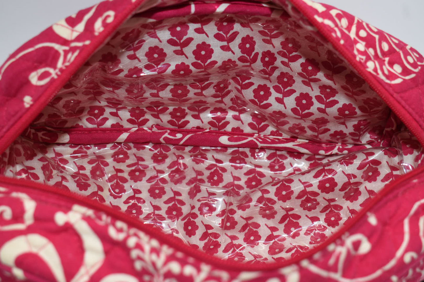Vera Bradley Cosmetic Travel Zip Bag in "Twirly Bird Pink" Pattern