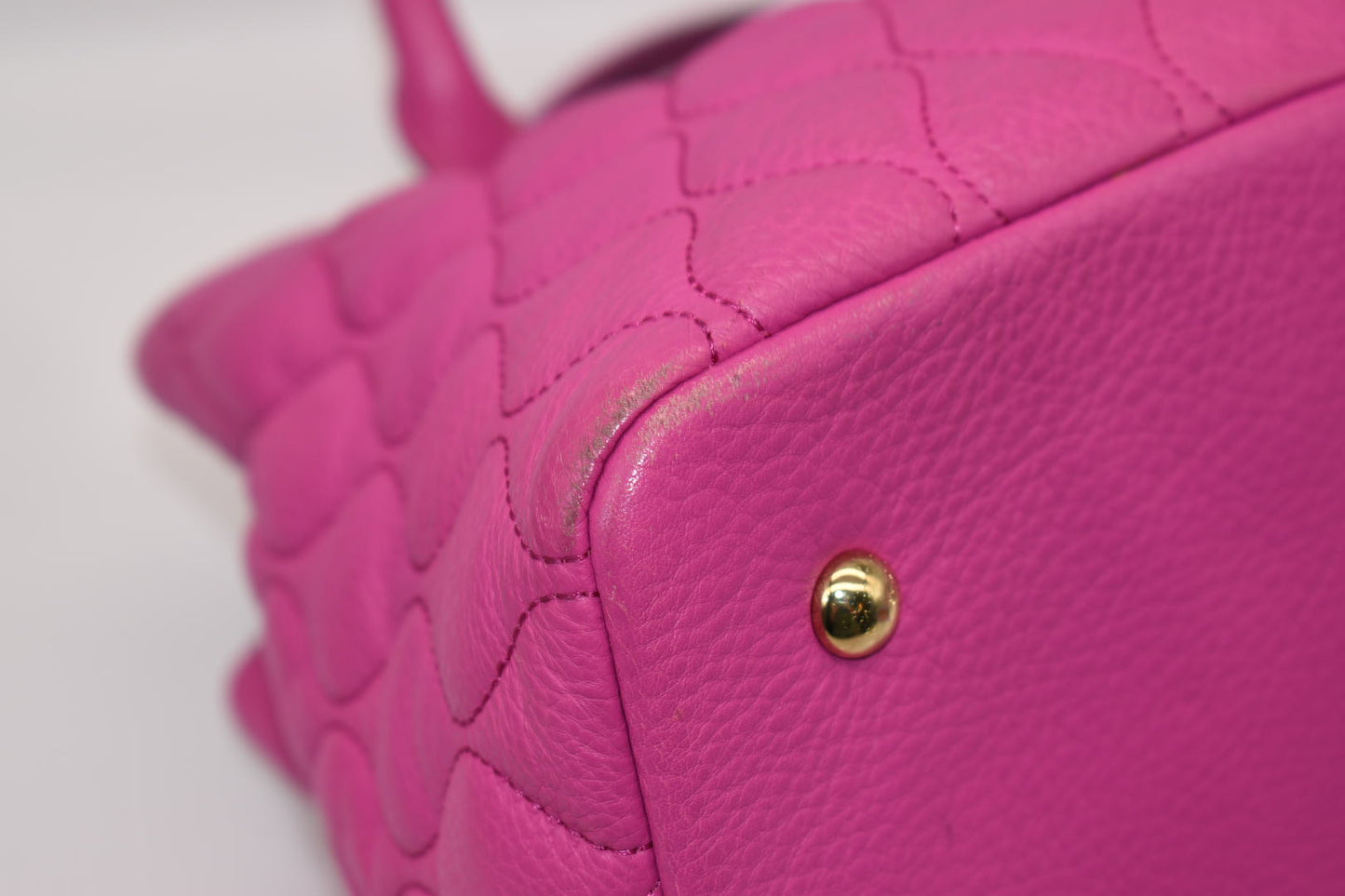 Vera Bradley Large Quilted Leather Emma Satchel Bag in Magenta