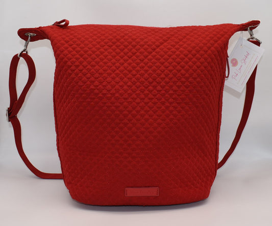 Vera Bradley Carson Microfiber Shoulder Hobo Bag in "Cardinal Red"