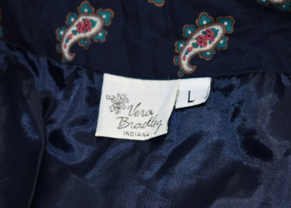 Vintage Vera Bradley Quilted Large Jacket in "Navy -1991" Pattern
