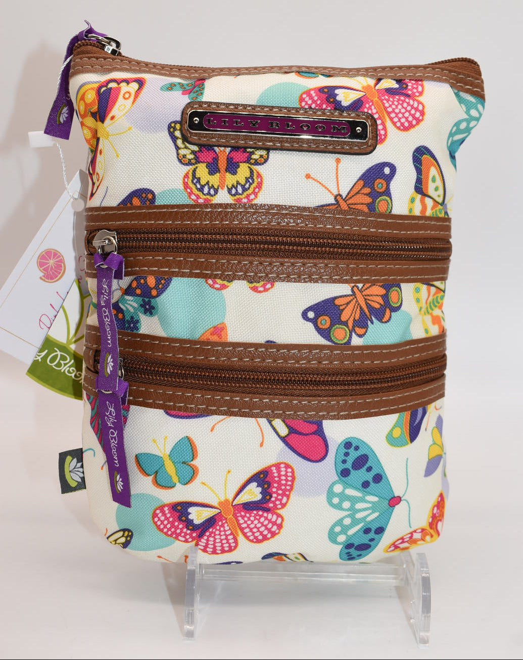 Lily Bloom Eva Multi Section Mini Crossbody Bag in "Butterfly Twister"