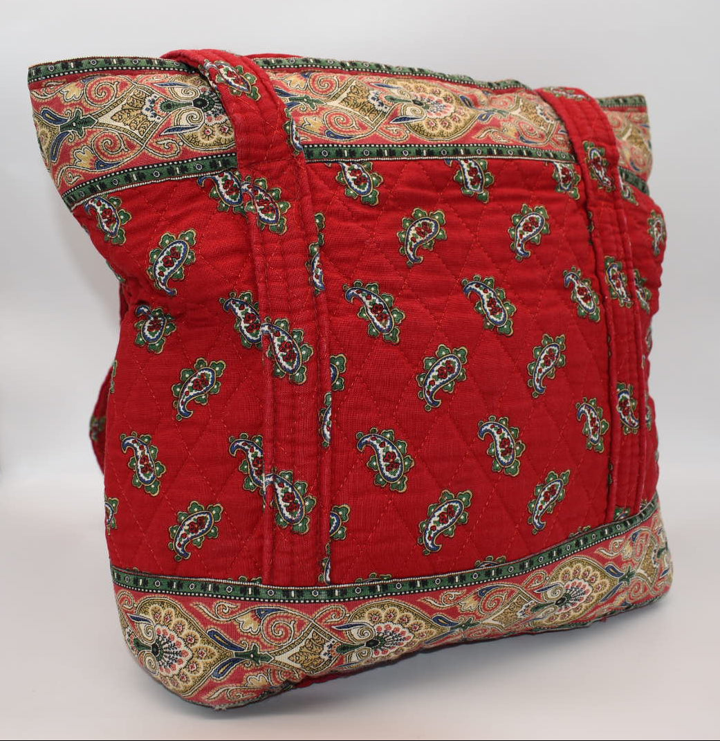 Vintage Vera Bradley Villager Tote Bag in "Red- 1991" Pattern