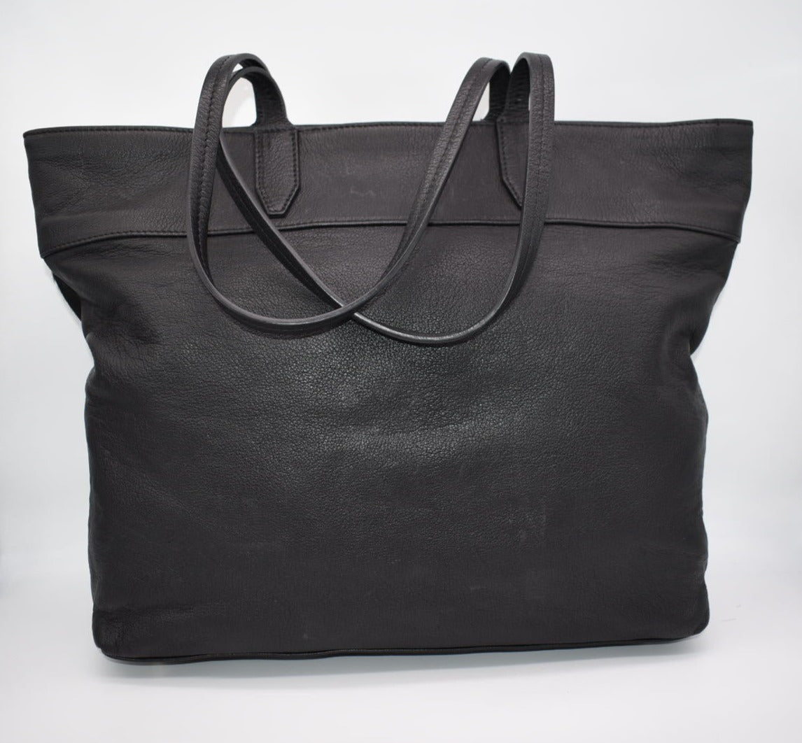 Clever Carriage Company Leather & Calf Hair Leopard Tote Bag
