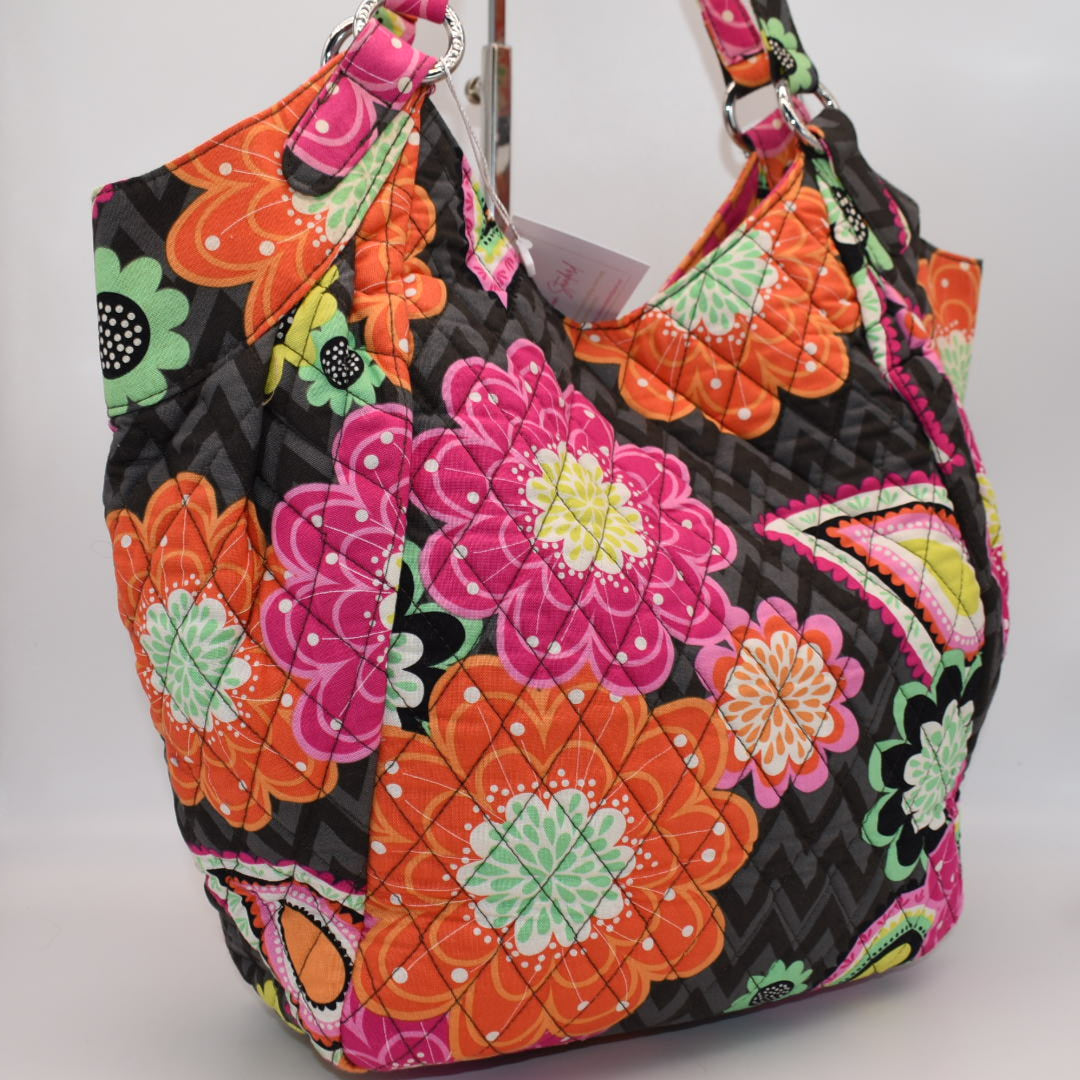 Vera Bradley Large Crescent Shoulder Handbag in "Ziggy Zinnia" Pattern