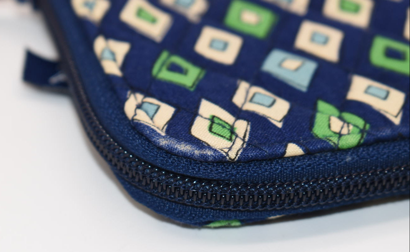 Vera Bradley Zip Around Wallet in "Mediterranean Blue" Pattern