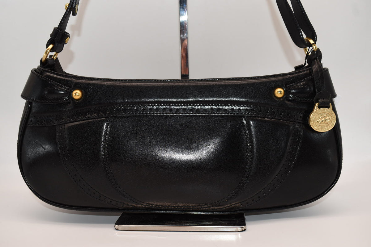 Vintage Brahmin Smooth Leather Convertible Shoulder Bag in Black