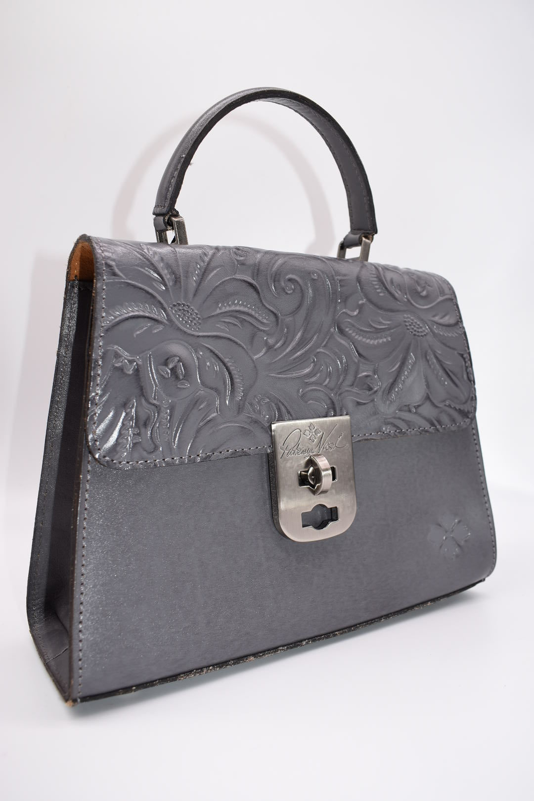 Patricia Nash Chauny Satchel Bag in Smoke Tooled Leather