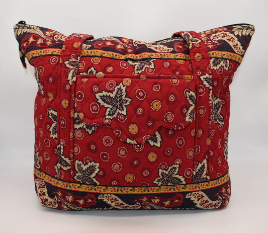 Vintage Vera Bradley Villager Tote Bag in "Red Coin -1999" Pattern