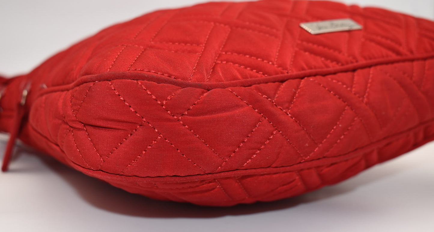 Vera Bradley Microfiber Triple Zip Hipster Crossbody Bag in "Tango Red"