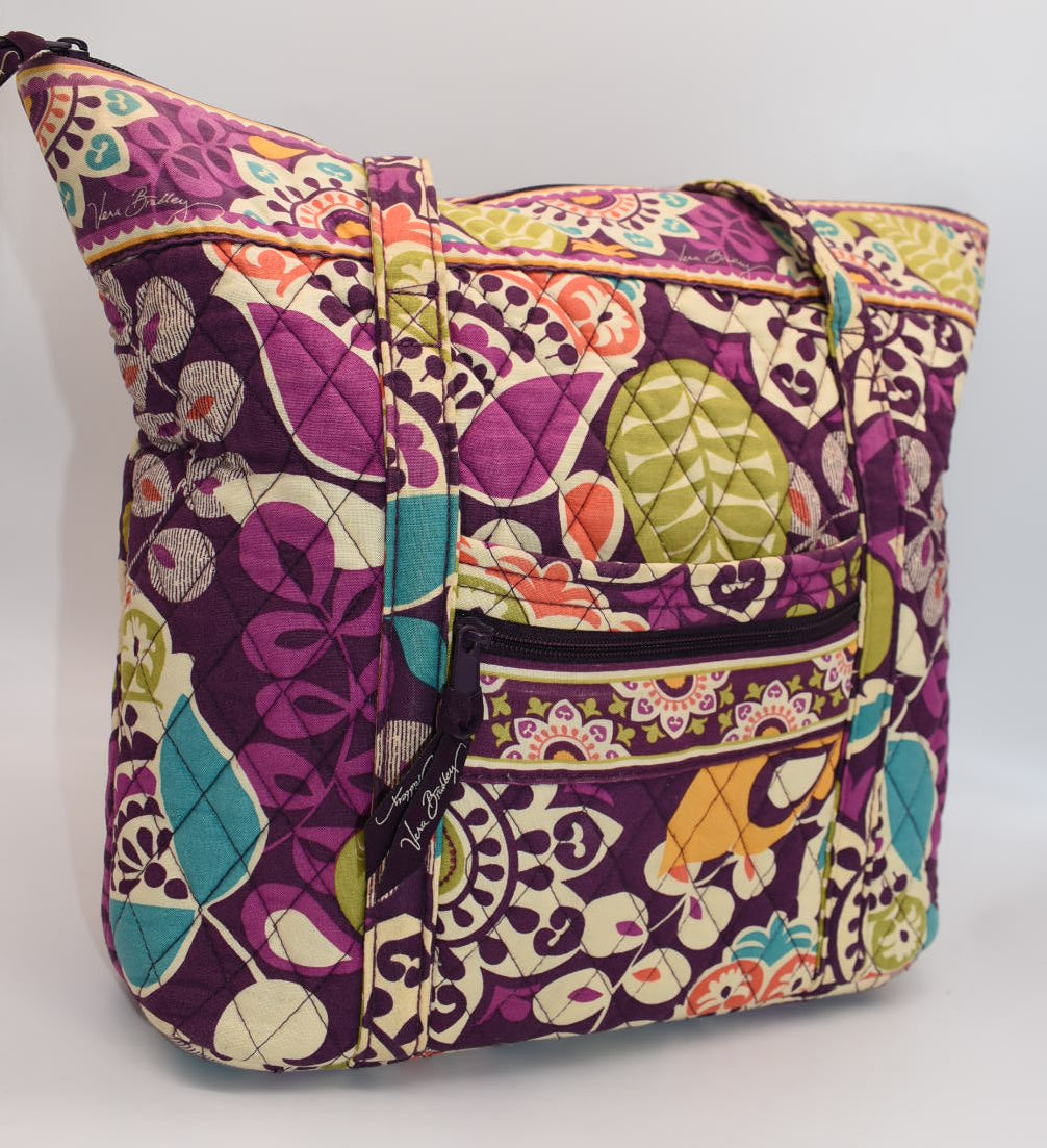 Vera Bradley Villager Tote Bag in "Plum Crazy" Pattern