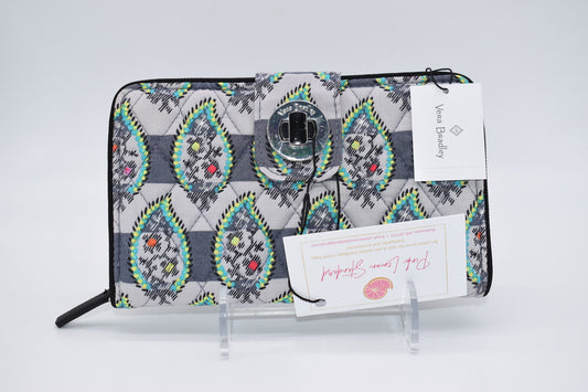 Vera Bradley RFID Turnlock Wallet in Paisley Stripes