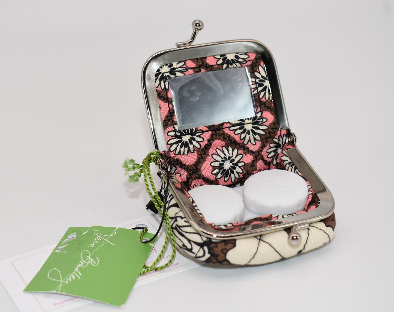 Vera Bradley Kisslock Contact Case Pouch in "Mocha Rouge" Pattern