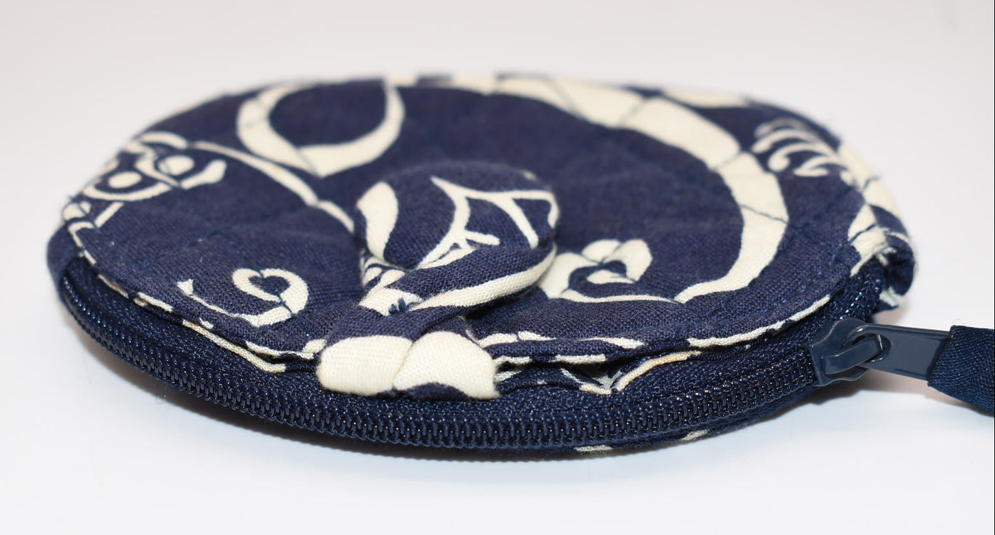 Vera Bradley Button Coin Purse in "Twirly Bird - Navy" Pattern