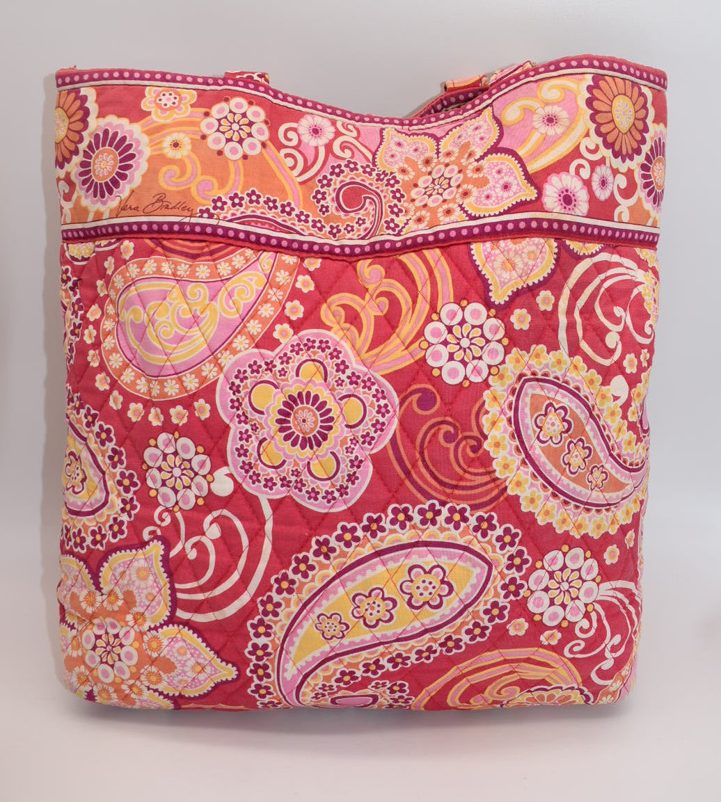 Vera Bradley Quilted Cotton Tote Bag in "Raspberry Fizz" Pattern