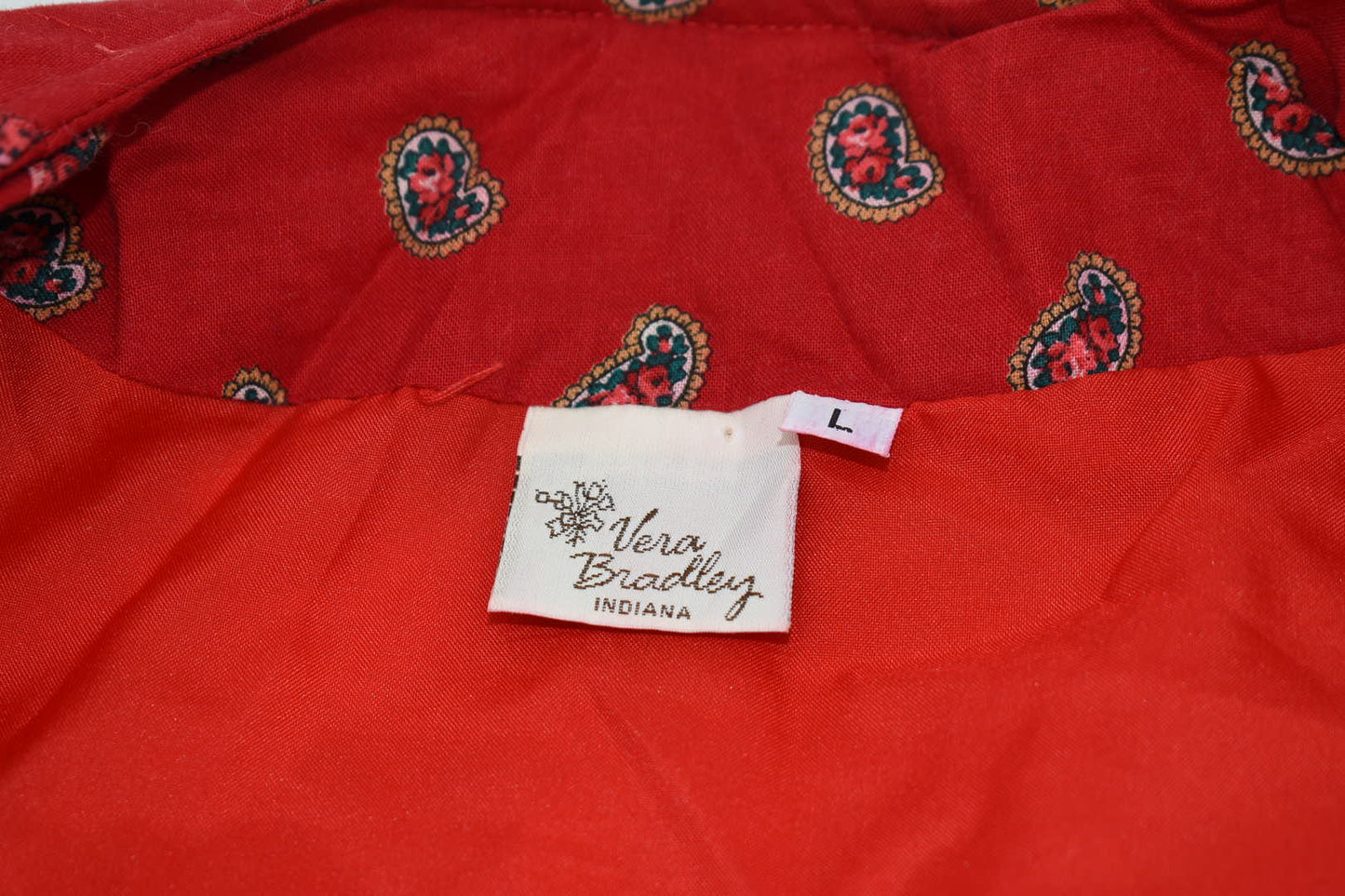 Vintage Vera Bradley Large Quilted Jacket in "Apple Red - 1991" Pattern