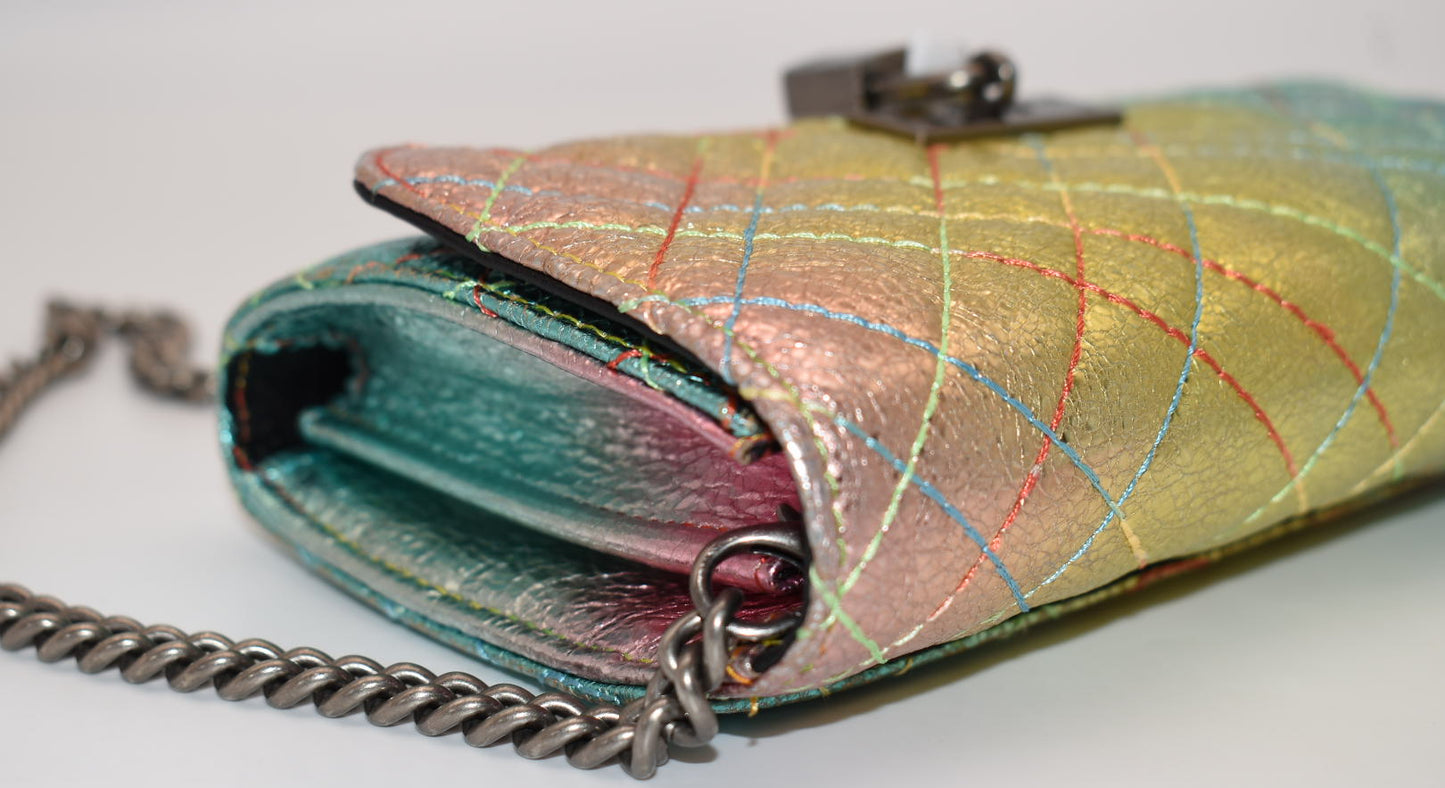Kurt Geiger Brixton Metallic Rainbow Wallet on a Chain