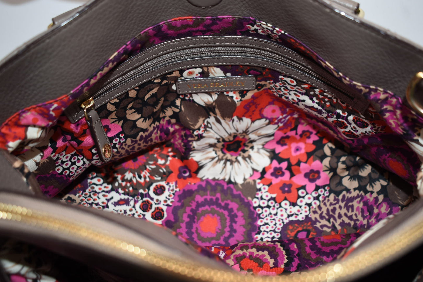 Vera Bradley Quilted Leather Large Emma Satchel Bag