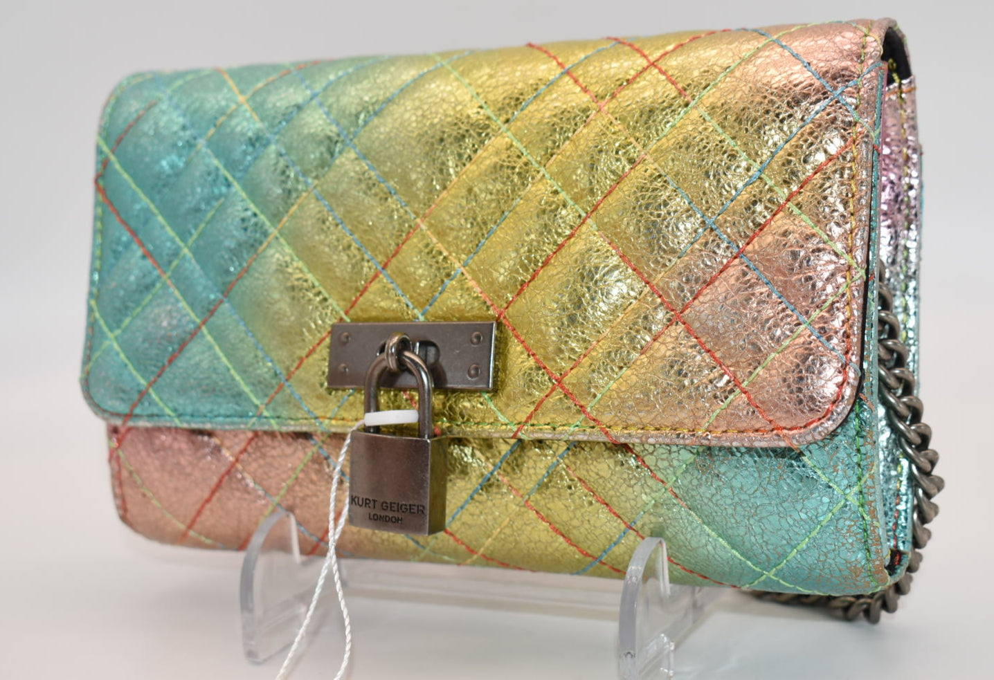 Kurt Geiger Brixton Metallic Rainbow Wallet on a Chain