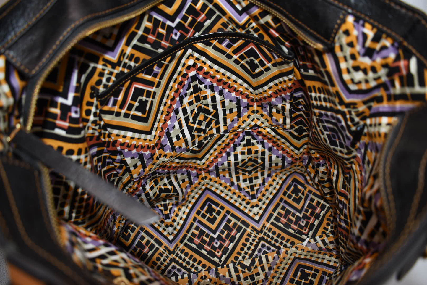 Vera Bradley Gallatin Leather Sagebrush Tote Bag in Black