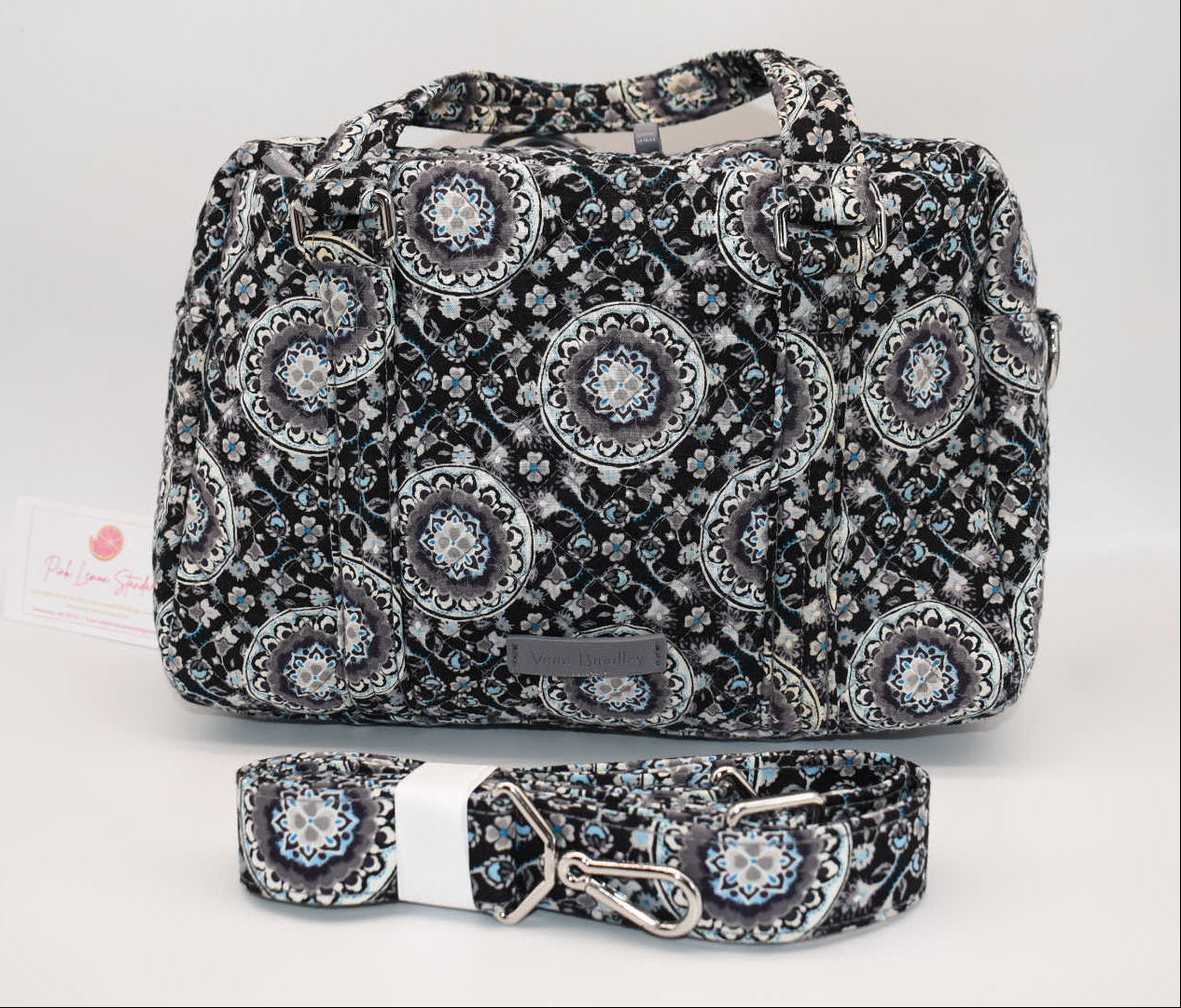 Vera Bradley Iconic 100 Handbag in "Charcoal Medallion" Pattern