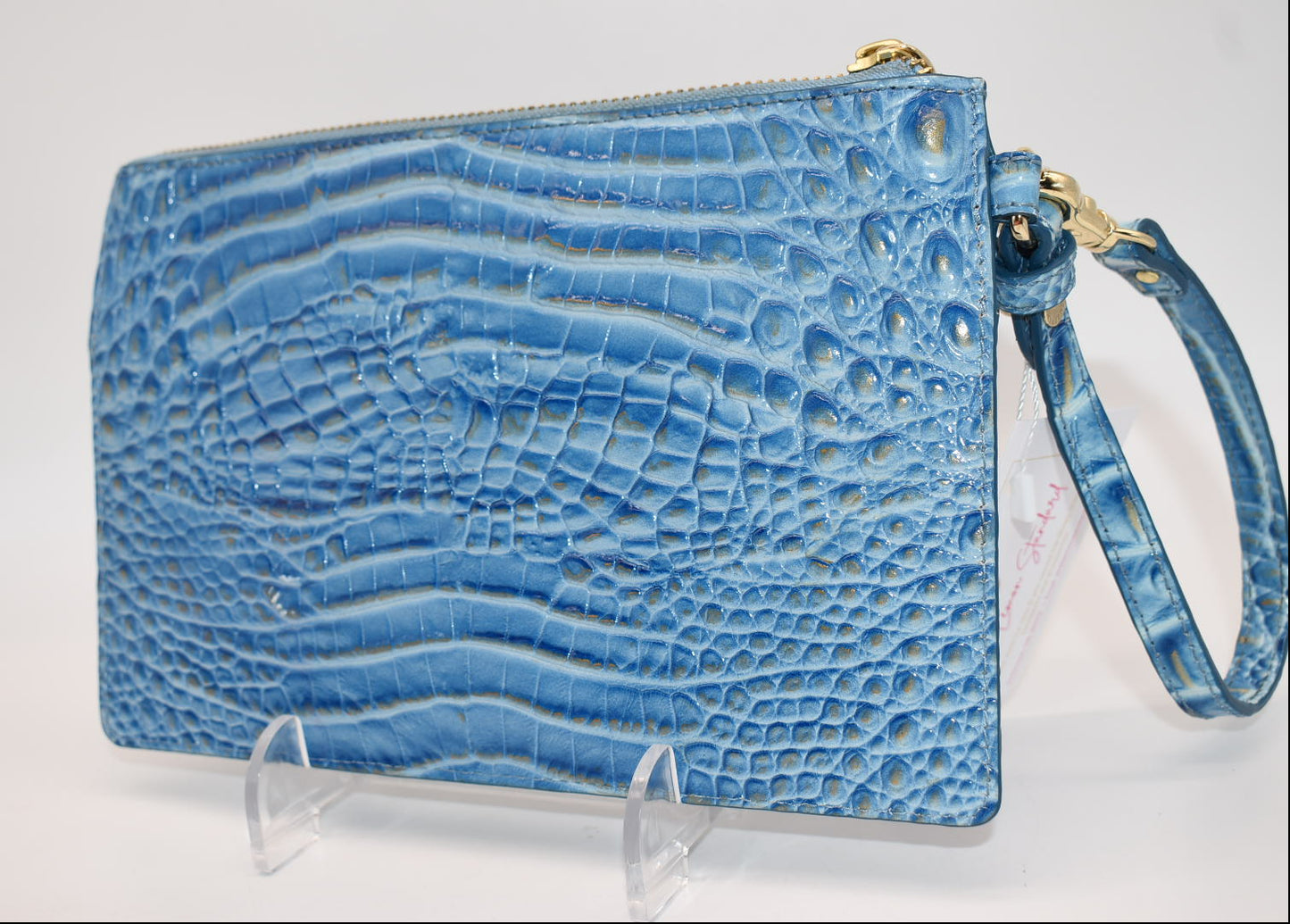Brahmin Leather Wristlet in Aura Blue Melbourne