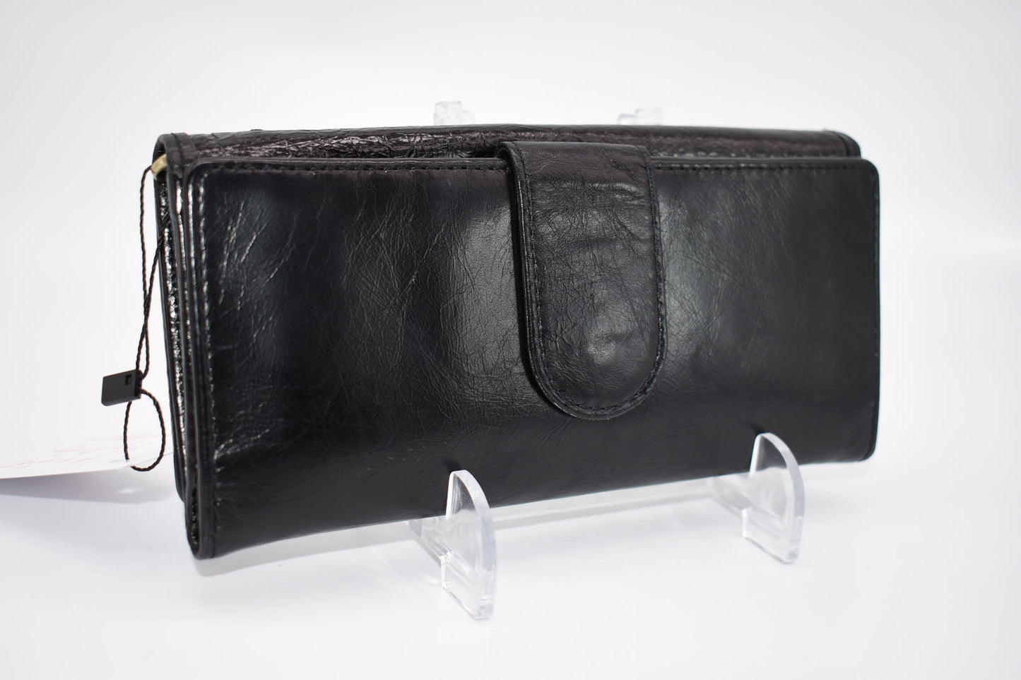 HOBO Rider Leather Wallet in Glossy Black