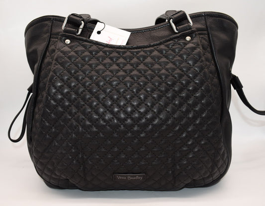 Vera Bradley Leather Glenna Satchel Bag in Gallatin Black