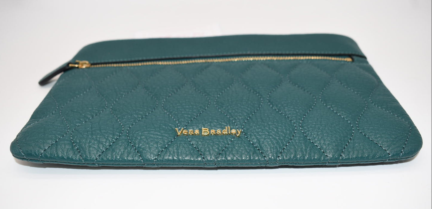 Vera Bradley Quilted Leather Mia Wristlet in Forest Green