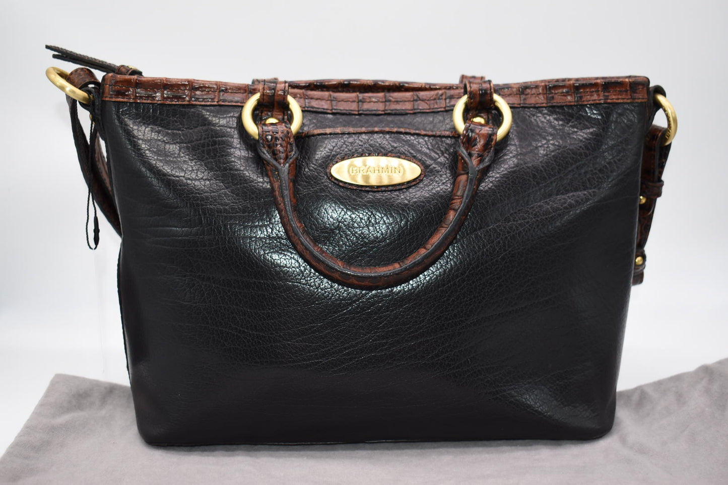 Brahmin Mini Arno Satchel Bag in Tuscan Black Tri-Texture
