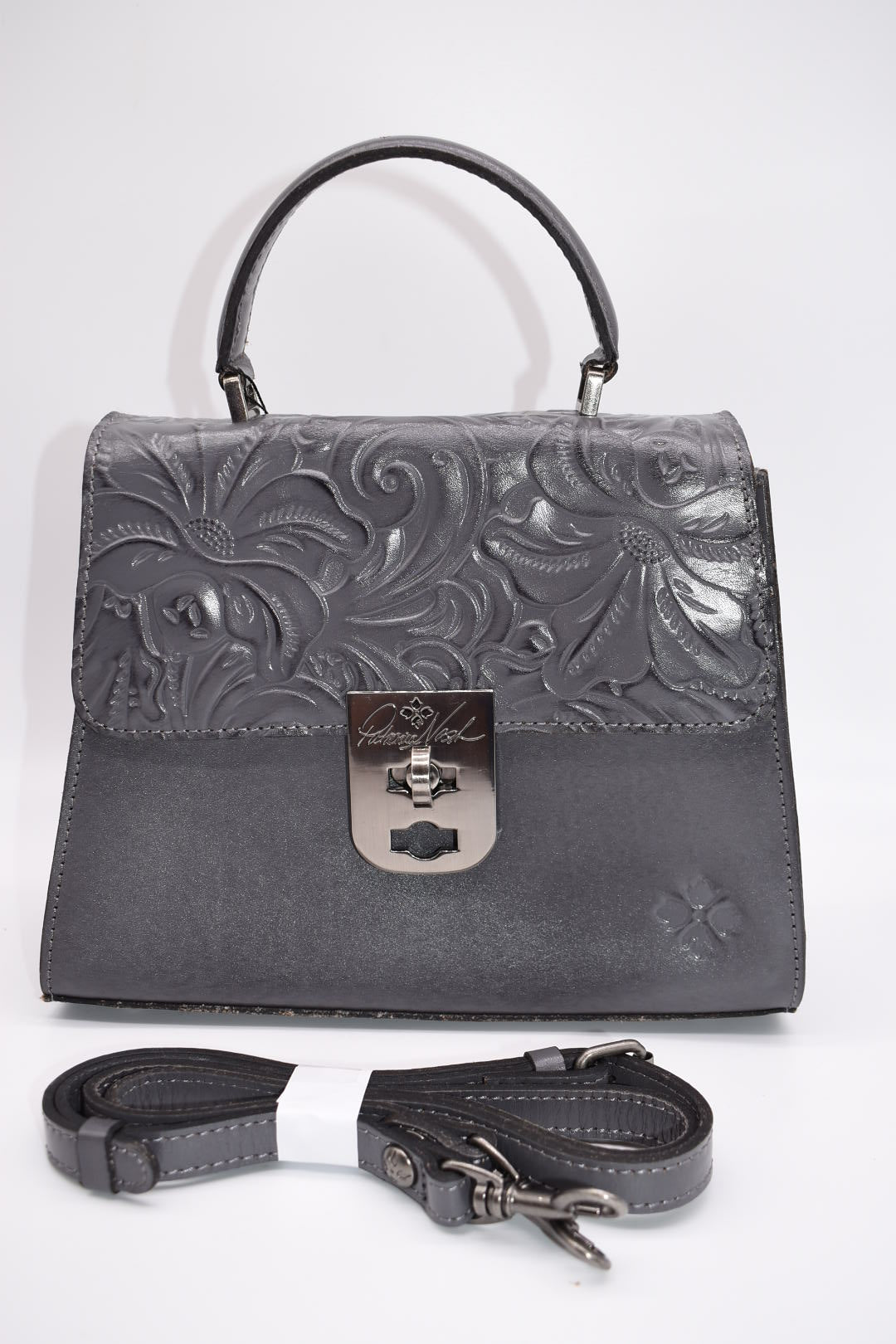 Patricia Nash Chauny Satchel Bag in Smoke Tooled Leather