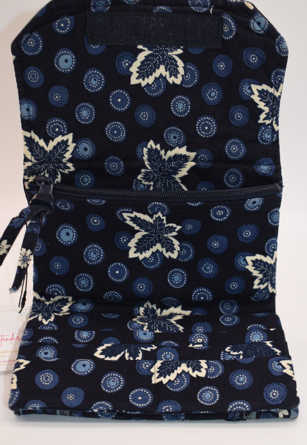 Vintage Vera Bradley Strap Crossbody Wallet in "Blue Coin -2003" Pattern