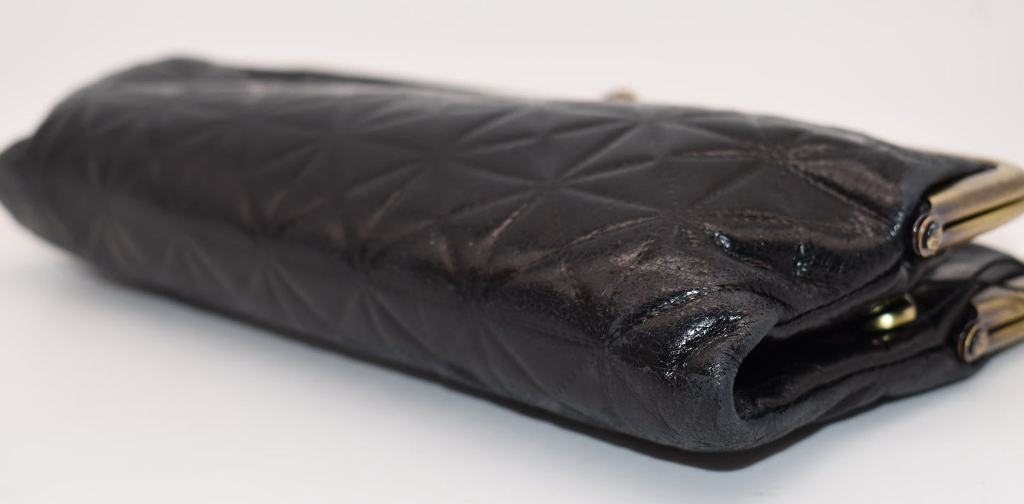 HOBO INTL Lauren Clutch Wallet in Black Embossed Leather