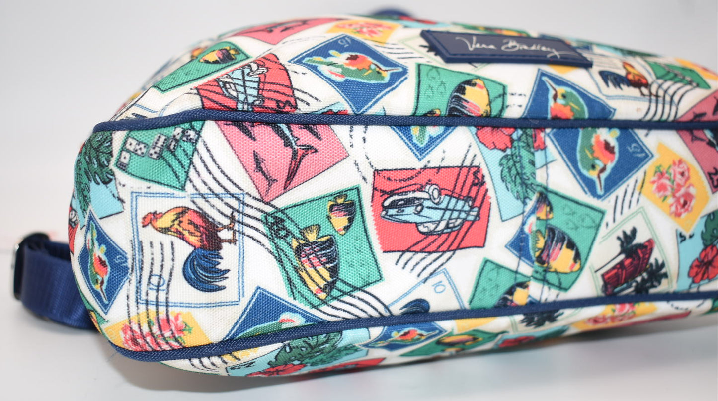 Vera Bradley Reactive Double Pocket Crossbody Bag in "Cuban Stamps" Pattern