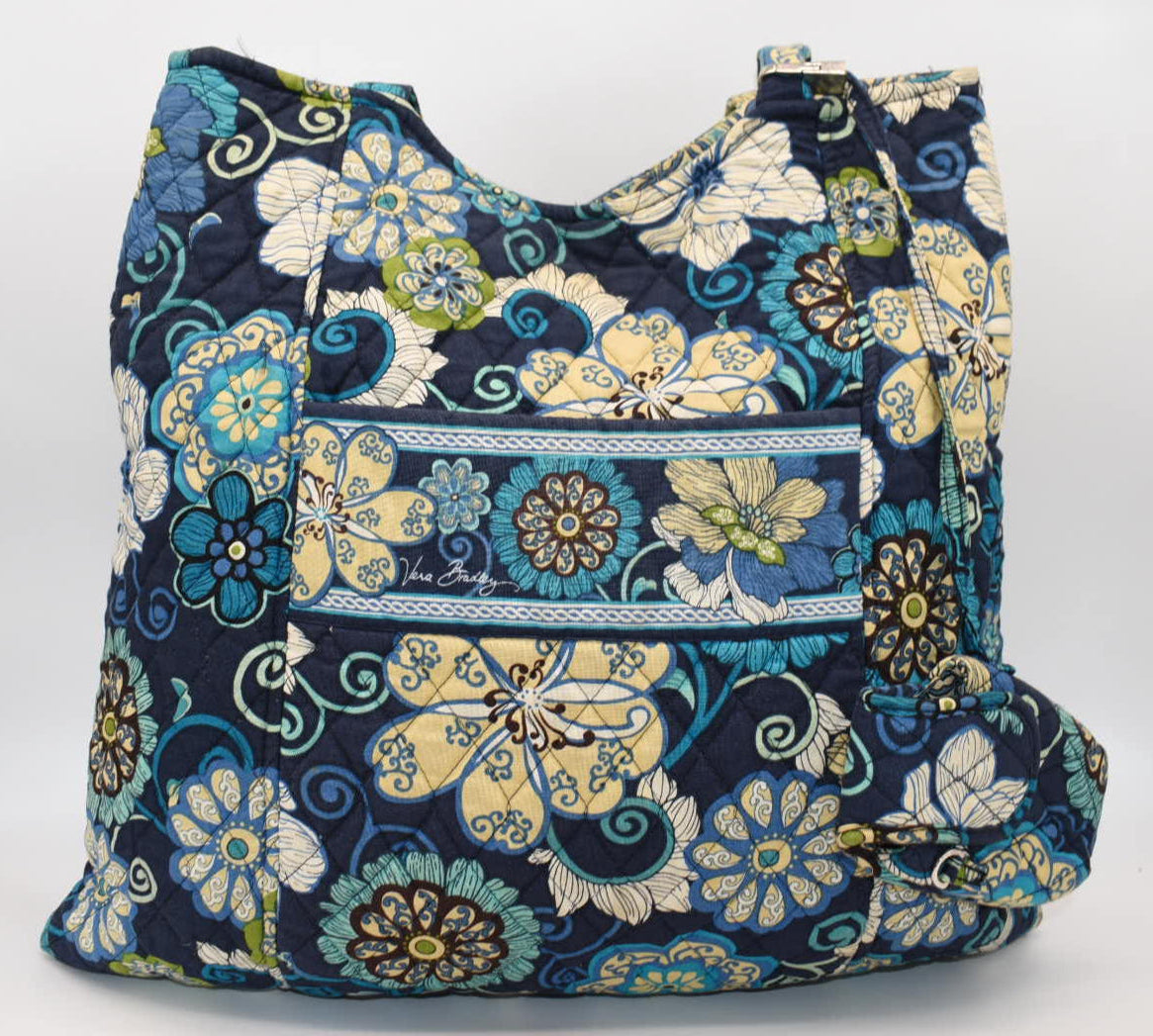 Vera Bradley Large Curvy Tote Bag & Cell Phone Case in "Mod Floral Blue" Pattern