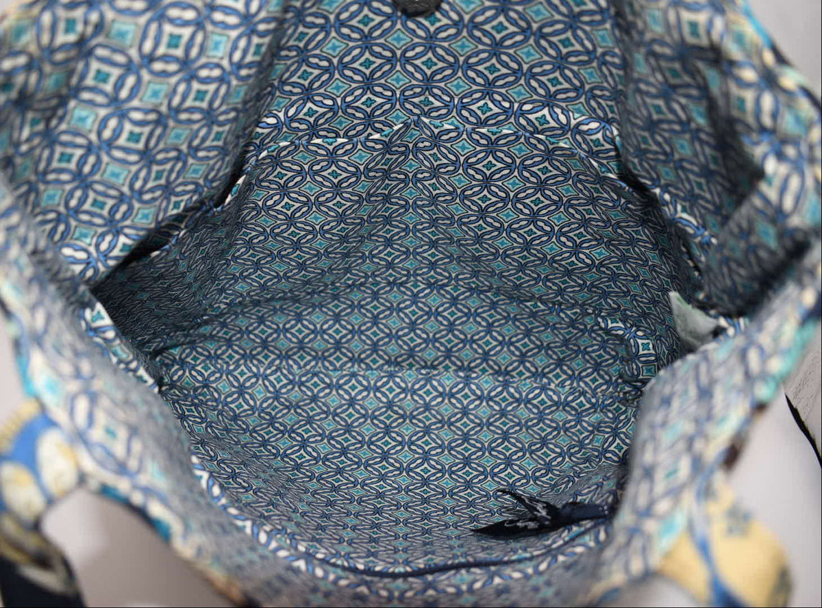Vera Bradley Large Curvy Tote Bag in "Mod Floral Blue" Pattern