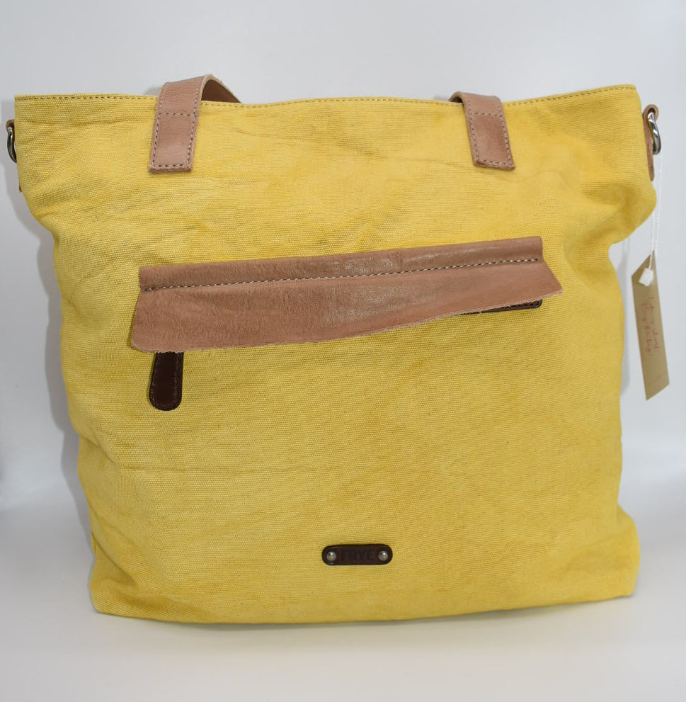 Frye Dani Canvas & Leather Tote Bag in Yellow