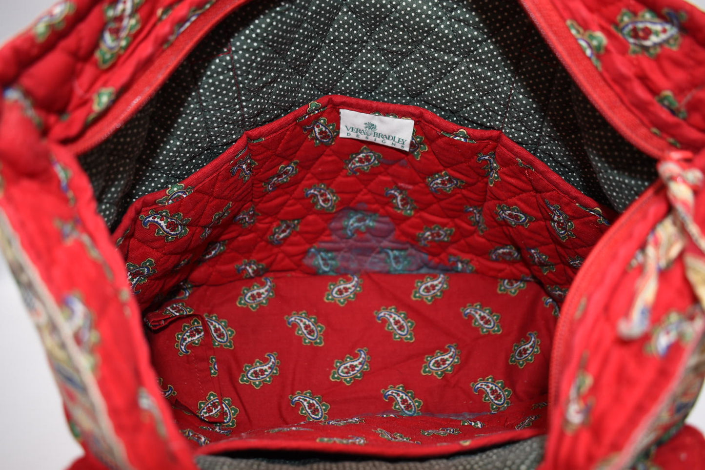 Vintage Vera Bradley Villager Tote Bag in "Red- 1991" Pattern