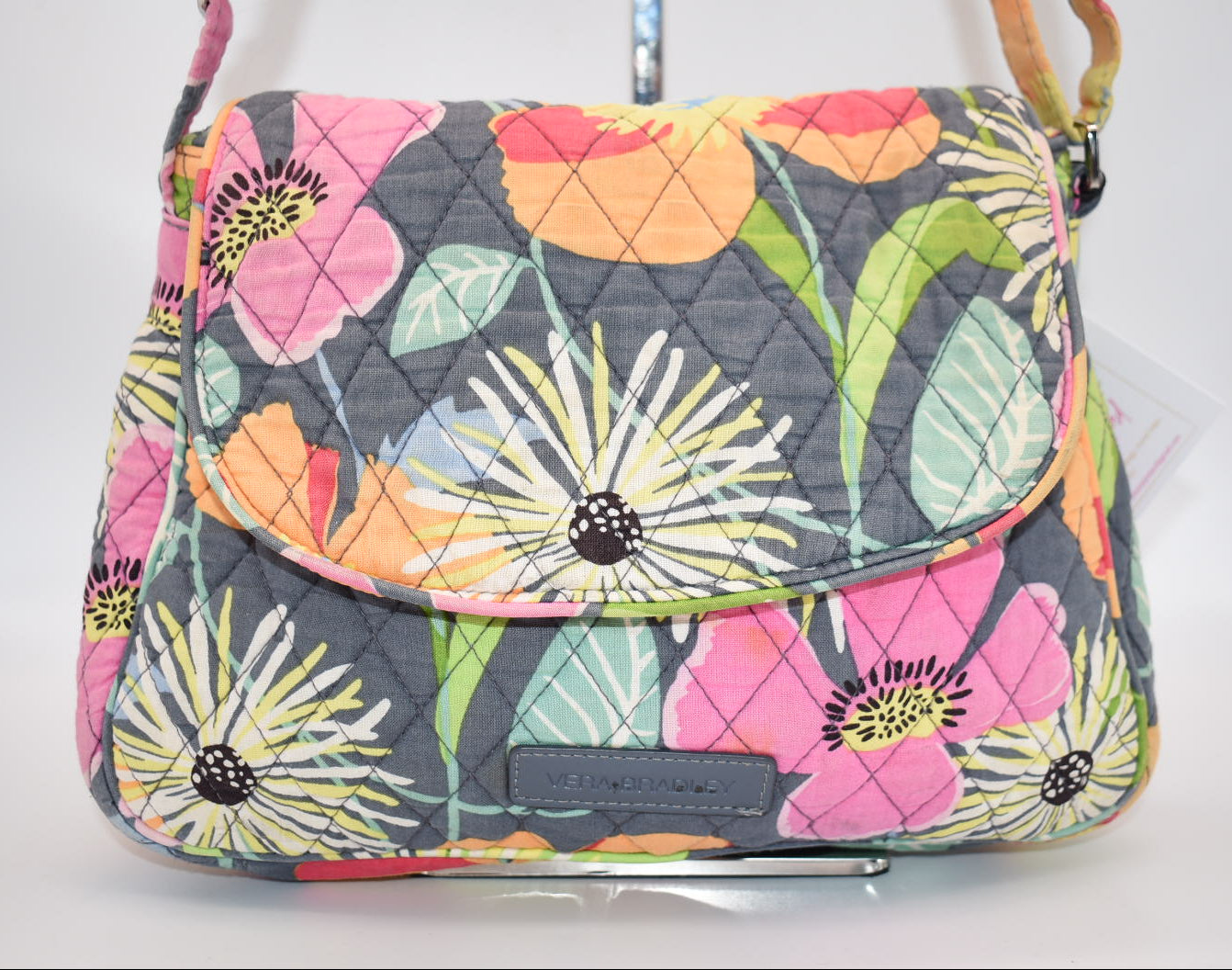 Vera Bradley Convertible Flap Shoulder Bag in "Jazzy Blooms" Pattern