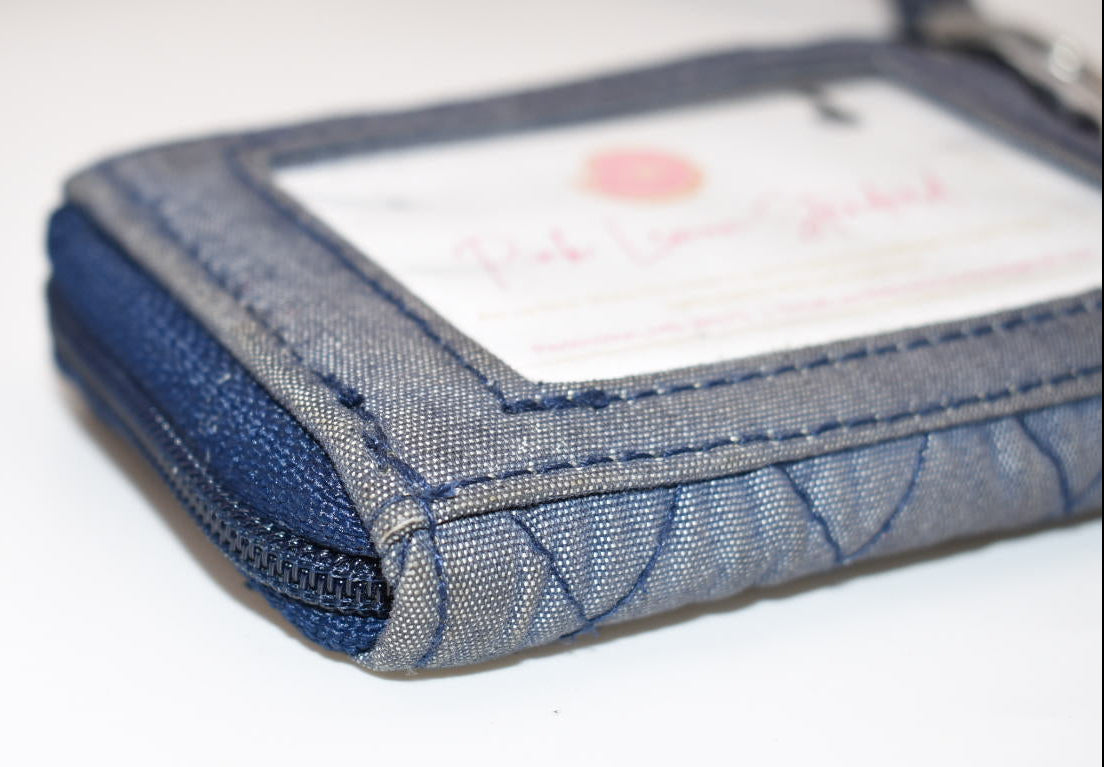 Vera Bradley Small Zip-Around Wallet & Lanyard in Moonlight Navy