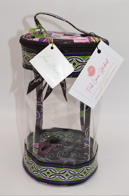 Vera Bradley Clear Toiletry Bag in "Purple Punch" Pattern