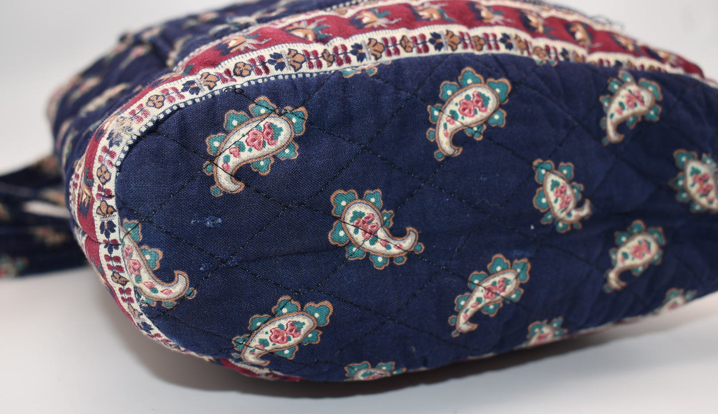 Vintage Vera Bradley Small Tote Bag in "Navy-1991" Pattern