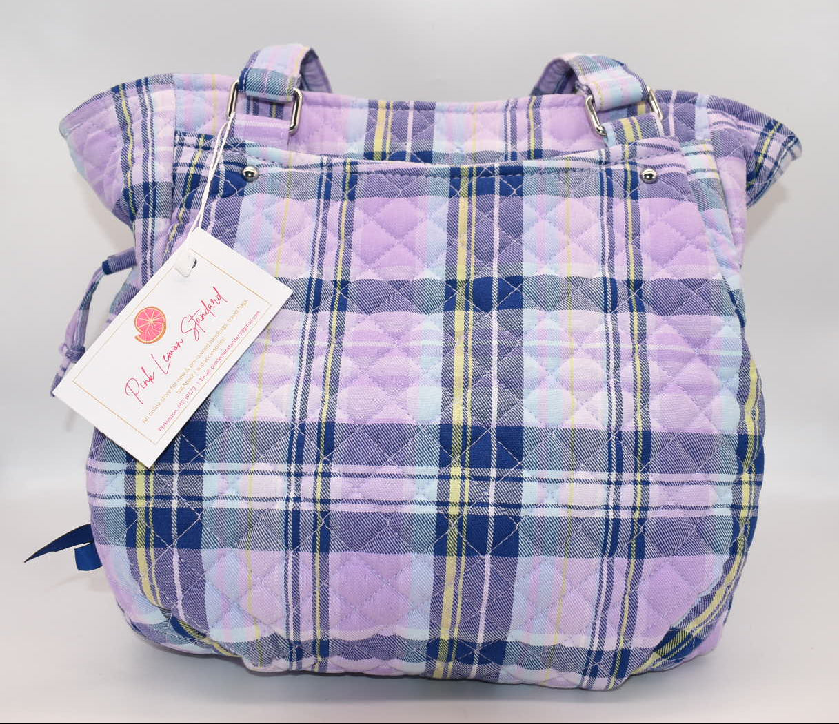 Vera Bradley Glenna Satchel Bag in "Amethyst Plaid" Pattern