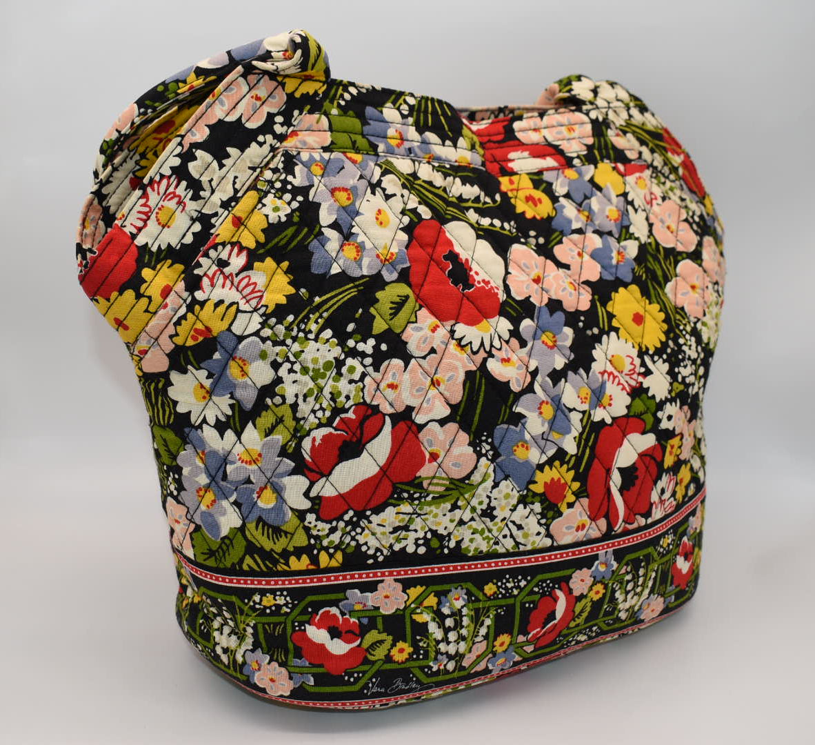 Vera Bradley Large Angled Tote Bag in "Poppy Fields" Pattern