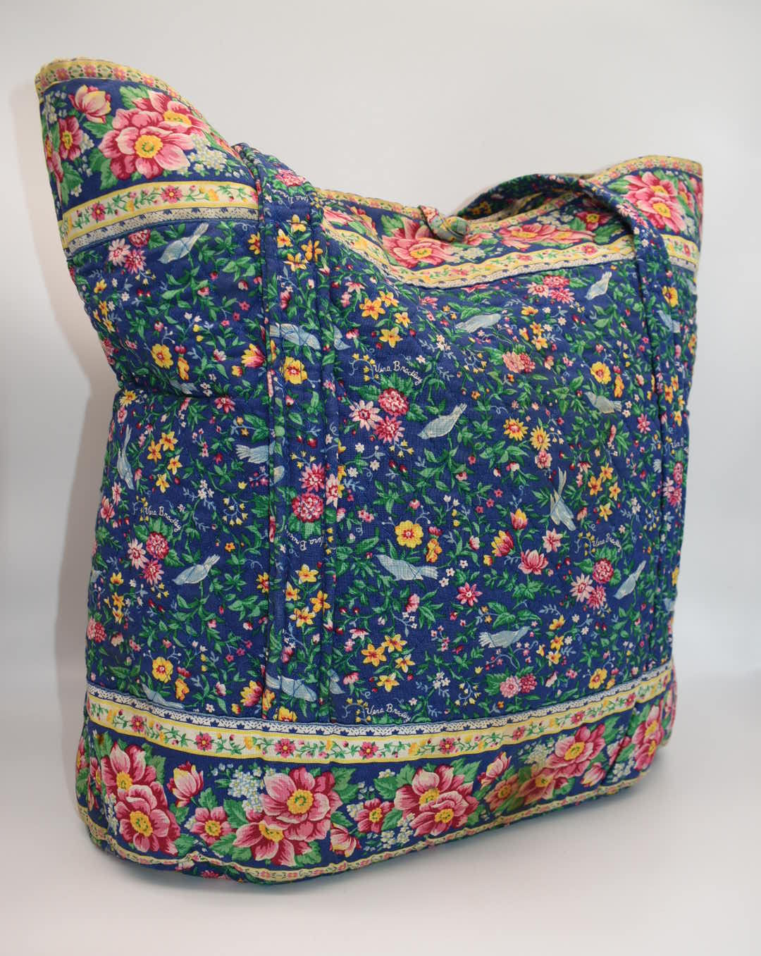 Vintage Vera Bradley Large Vera Tote Bag in "Bluebird" Pattern
