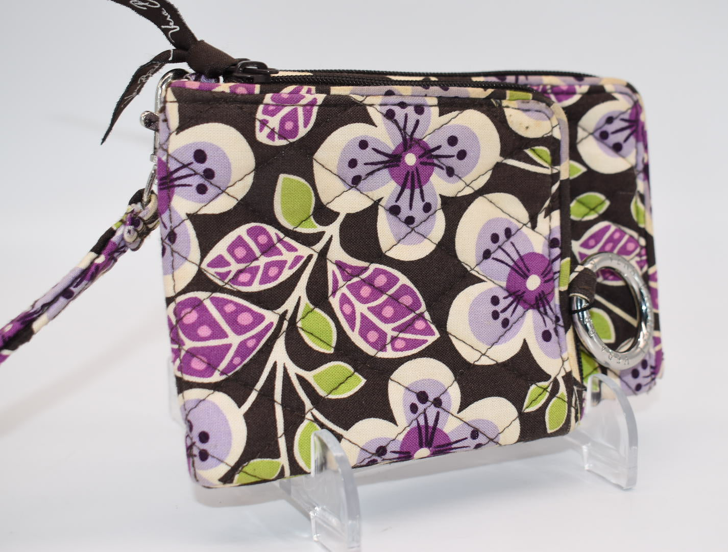 Vera Bradley Double ID Wristlet Wallet in "Plum Petals" Pattern