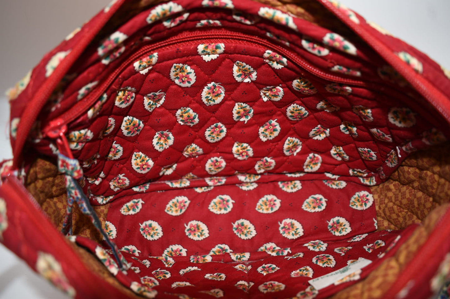 Vintage Vera Bradley East West Crossbody Bag in "Red Leaf - 1997" Pattern