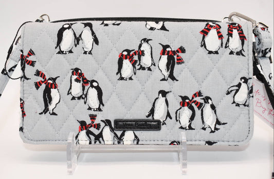 Vera Bradley Wallet Crossbody in "Playful Penguins - Gray" Pattern